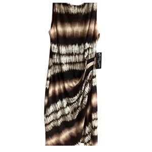 Black Label by Evan Piccone Asymmetrical Brown and Cream Dress